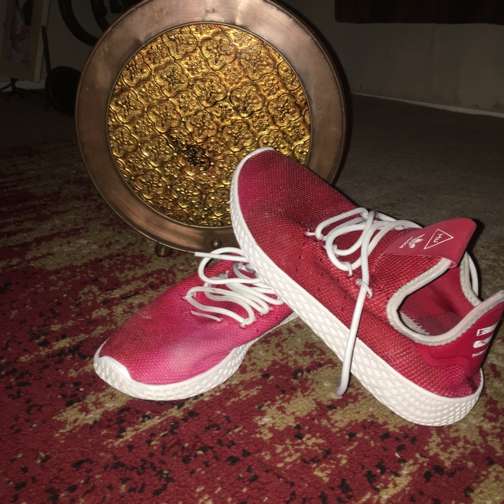 Boys adidas human race tennis Hu shoes in red.